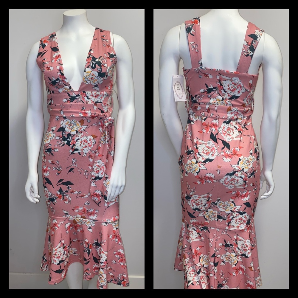 NWT Pink Floral High Low Dress